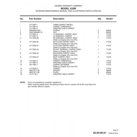 Aviation Part 4717387-2 for Cessna 525B Aircraft Aviation Part 4717387-2 for Cessna 525B Aircraft