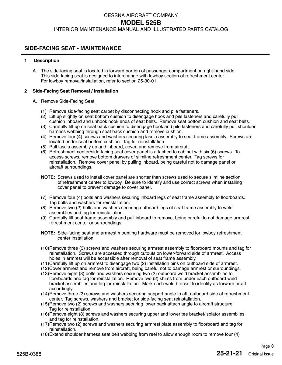 Original Issue 25-21-21 for Cessna 525 Aircraft