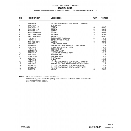 Aviation Part 4717108-6 for Cessna 525B Aircraft Aviation Part 4717108-6 for Cessna 525B Aircraft