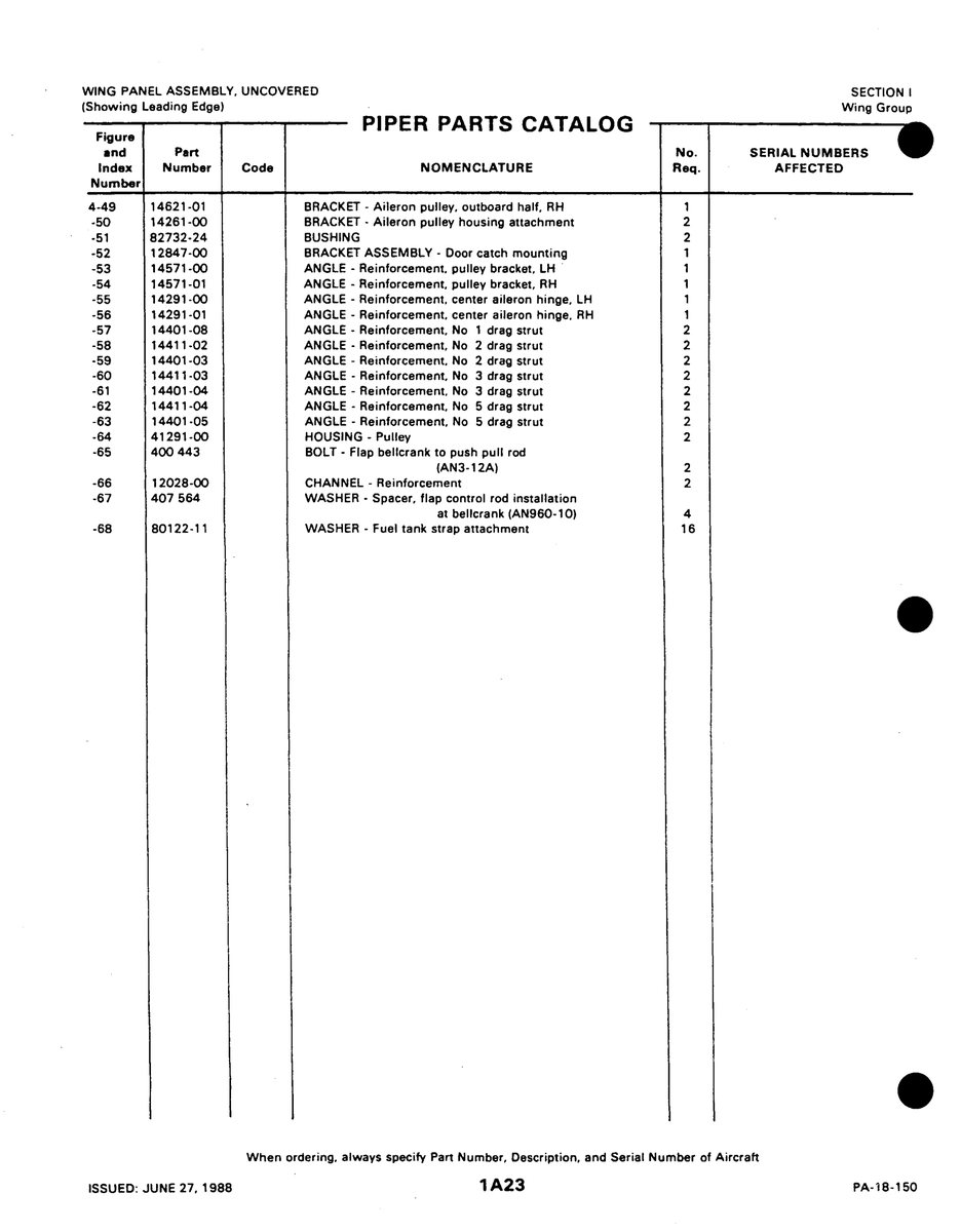 Aviation Part 82732-24 for Piper PA-18-150 Aircraft