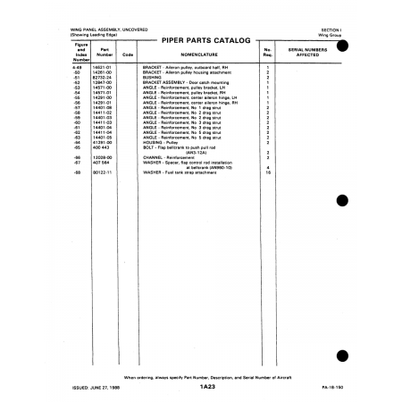 Aviation Part 14401 for Piper PA-18-150 Aircraft Aviation Part 14401 for Piper PA-18-150 Aircraft
