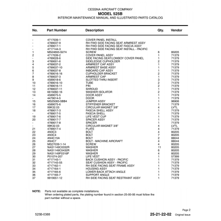 Aviation Part 4789037-8 for Cessna 525B Aircraft Aviation Part 4789037-8 for Cessna 525B Aircraft