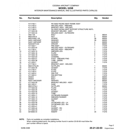 Aviation Part 4717160-3 for Cessna 525B Aircraft Aviation Part 4717160-3 for Cessna 525B Aircraft