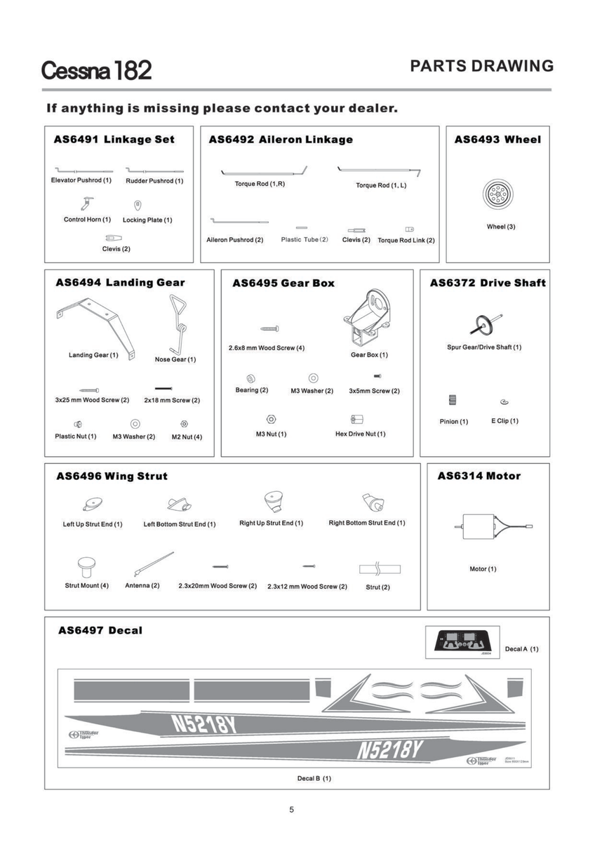 Aileron Linkage AS6492 for Cessna 182 Skylane Aircraft
