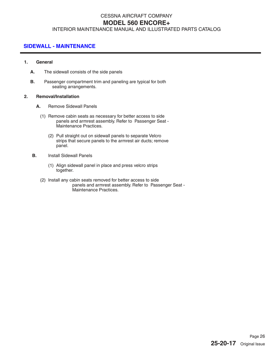 Original Issue 25-20-17 for Cessna 560XL Aircraft