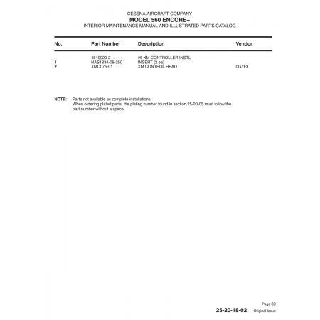 Aviation Part 4810920-2 for Cessna 560 Aircraft Aviation Part 4810920-2 for Cessna 560 Aircraft