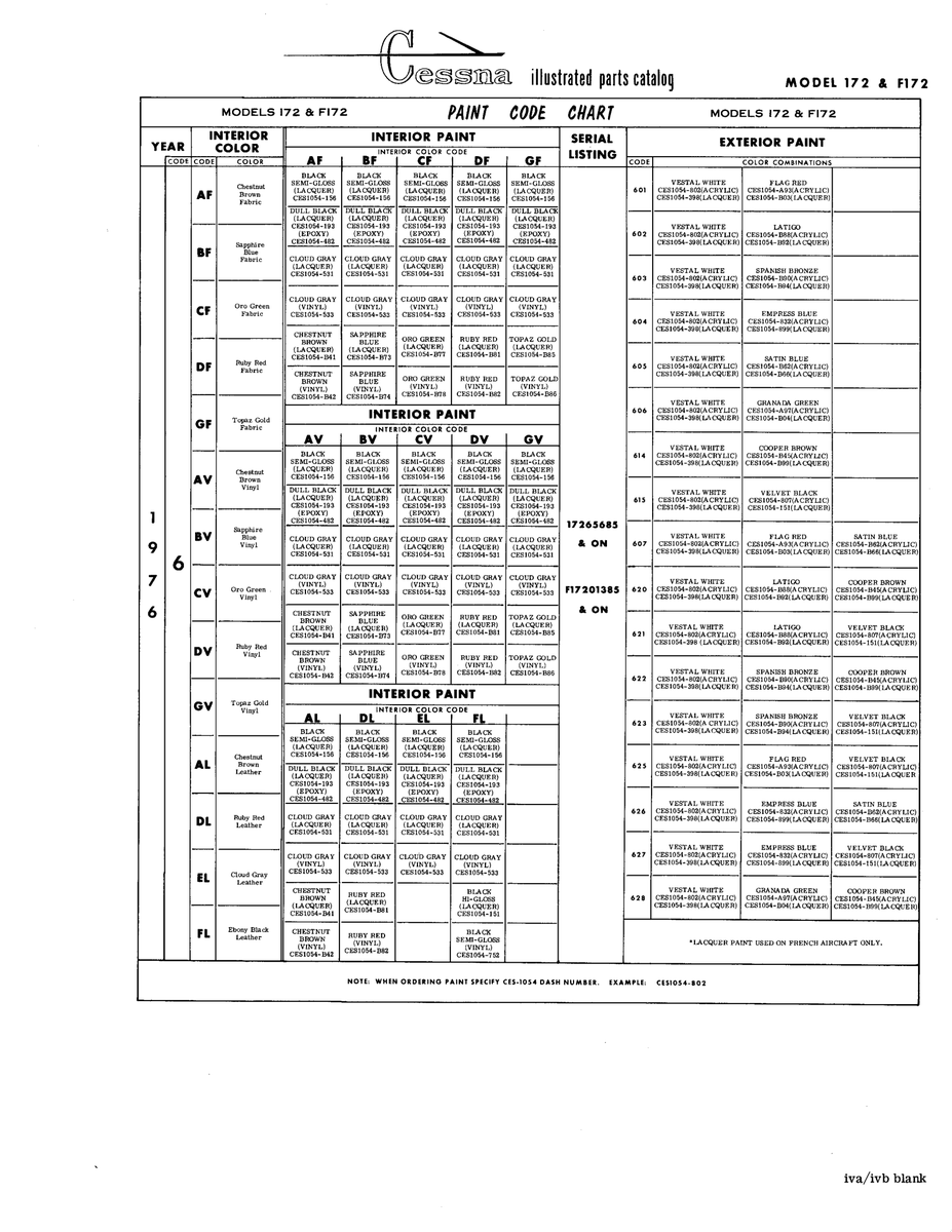 Aviation Part CES1054-752 for Cessna 172 Skyhawk Aircraft