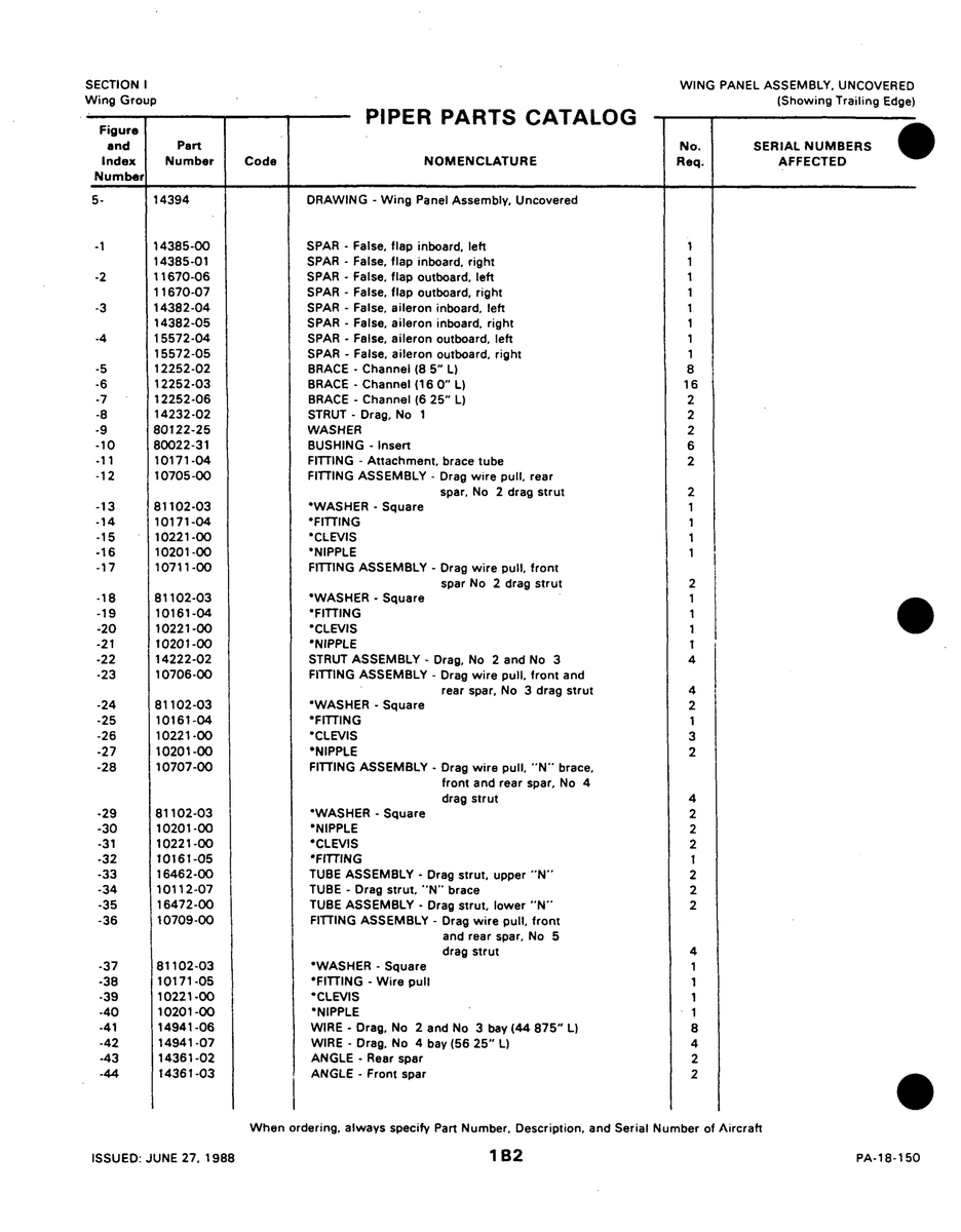 Aviation Part 10709-00 for Piper PA-18-150 Aircraft