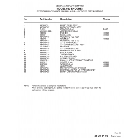 Aviation Part 4879407-25 for Cessna 560 Aircraft Aviation Part 4879407-25 for Cessna 560 Aircraft