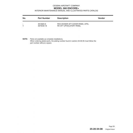 Aviation Part 4810825-8 for Cessna 560 Aircraft Aviation Part 4810825-8 for Cessna 560 Aircraft