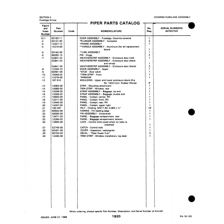 Aviation Part 50183-1 for Piper PA-18-150 Aircraft Aviation Part 50183-1 for Piper PA-18-150 Aircraft