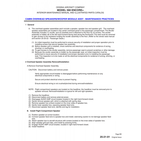 Original Issue 25-21-01 for Cessna 560 Aircraft Original Issue 25-21-01 for Cessna 560 Aircraft