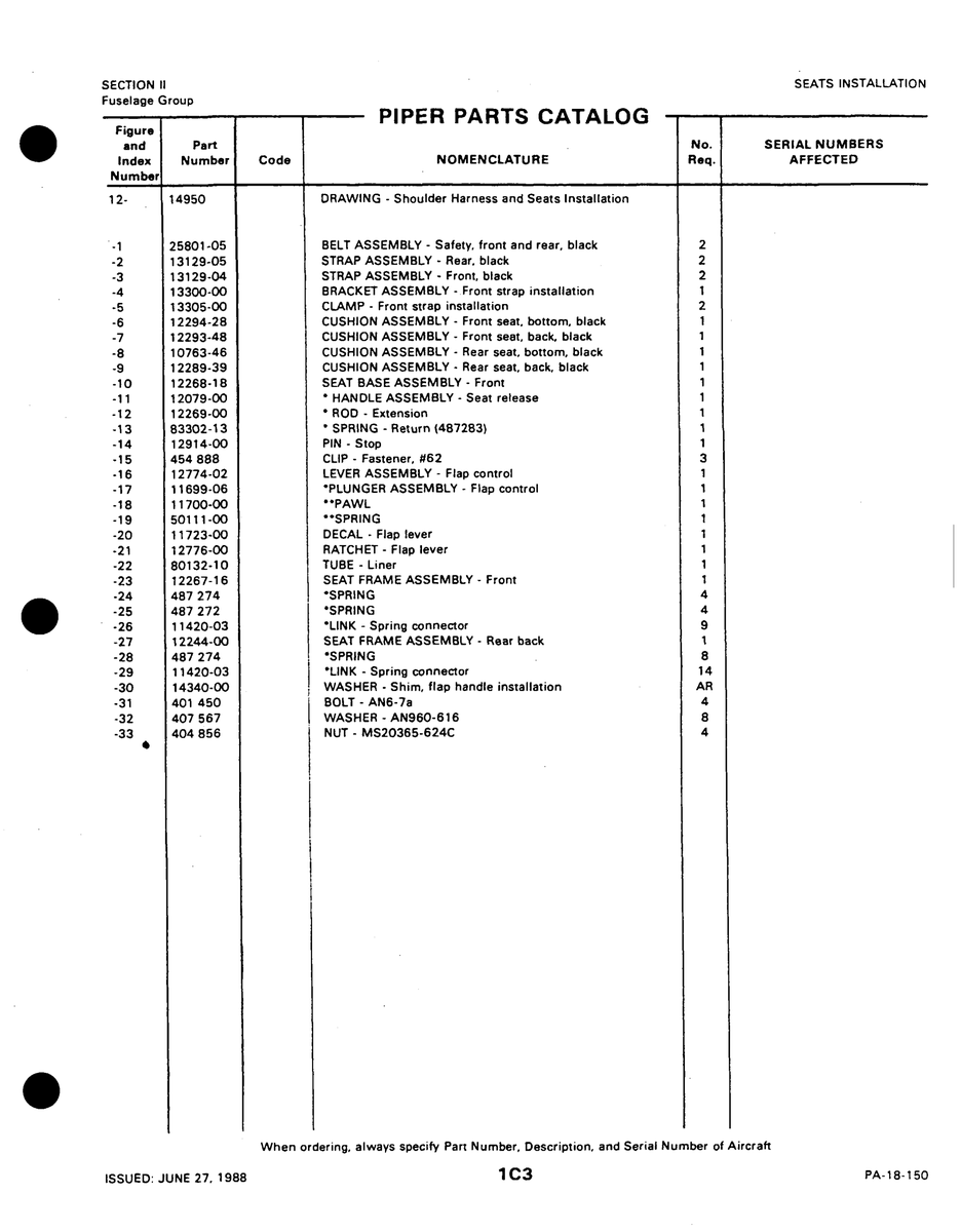 Aviation Part 80132-10 for Piper PA-18-150 Aircraft