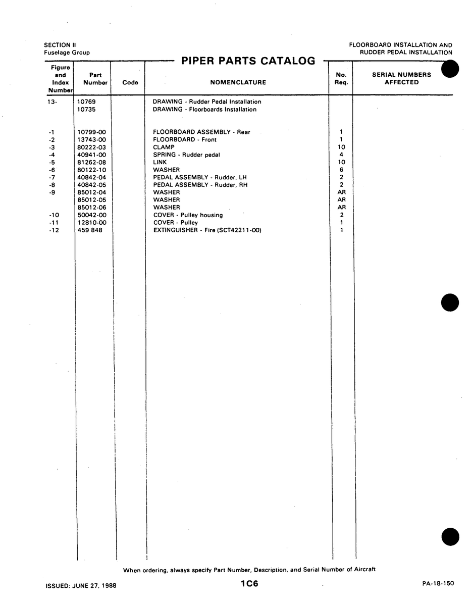 Aviation Part 50042-00 for Piper PA-18-150 Aircraft