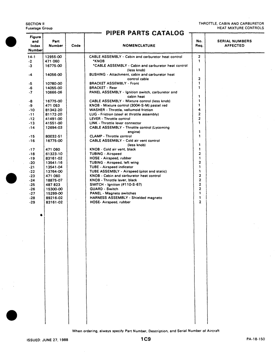 Aviation Part 10780-00 for Piper PA-18-150 Aircraft