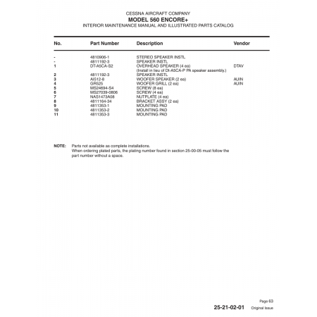 Aviation Part 4811353-2 — Cessna 560 4811353-2 — Aviation Part for Cessna 560
