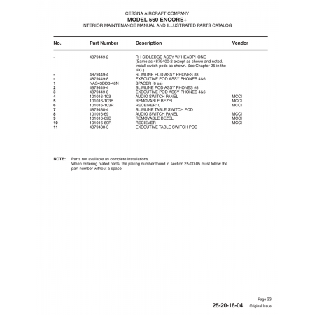 Aviation Part 4879400-2 for Cessna 560 Aircraft Aviation Part 4879400-2 for Cessna 560 Aircraft