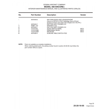 4879412-2 — (same As Rhf Sideledge Assy W for Cessna 560