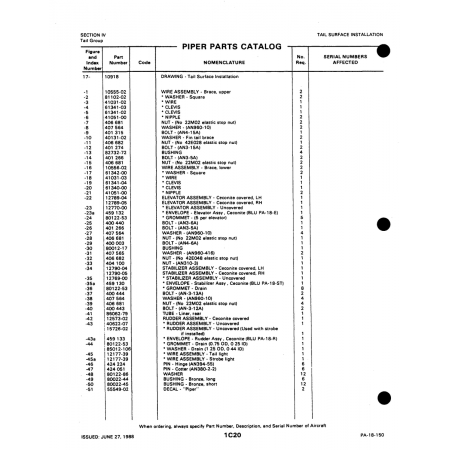 Aviation Part 10555-02 for Piper PA-18-150 Aircraft Aviation Part 10555-02 for Piper PA-18-150 Aircraft