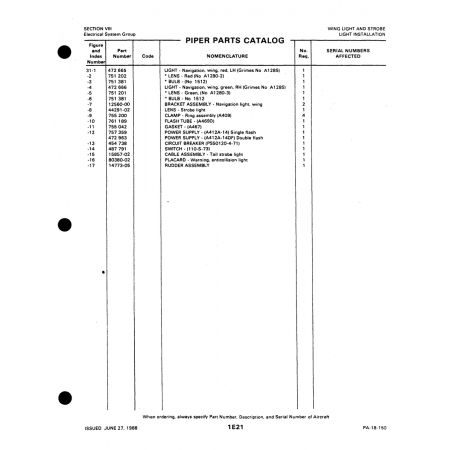 Aviation Part 12560-00 for Piper PA-18-150 Aircraft