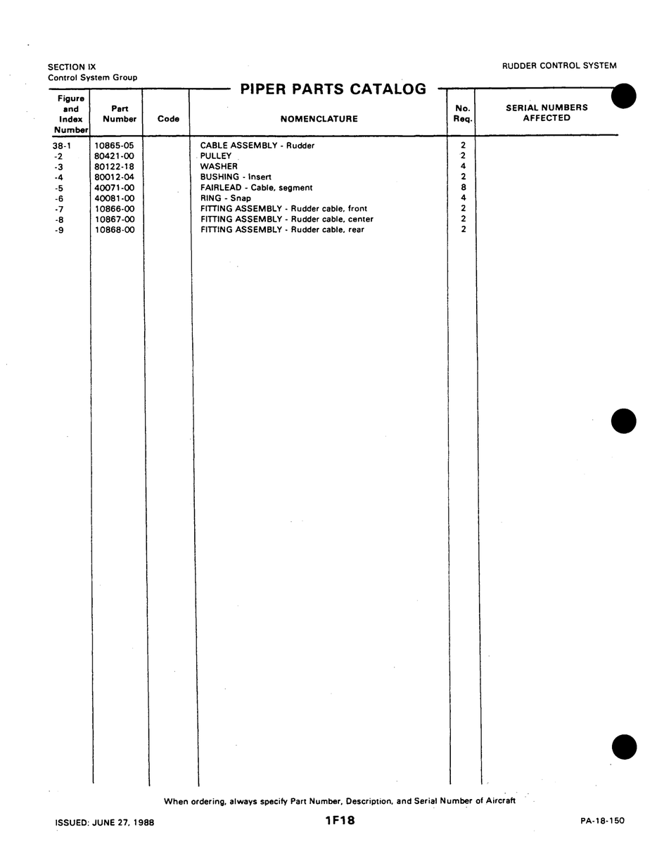 Aviation Part 10868-00 for Piper PA-18-150 Aircraft