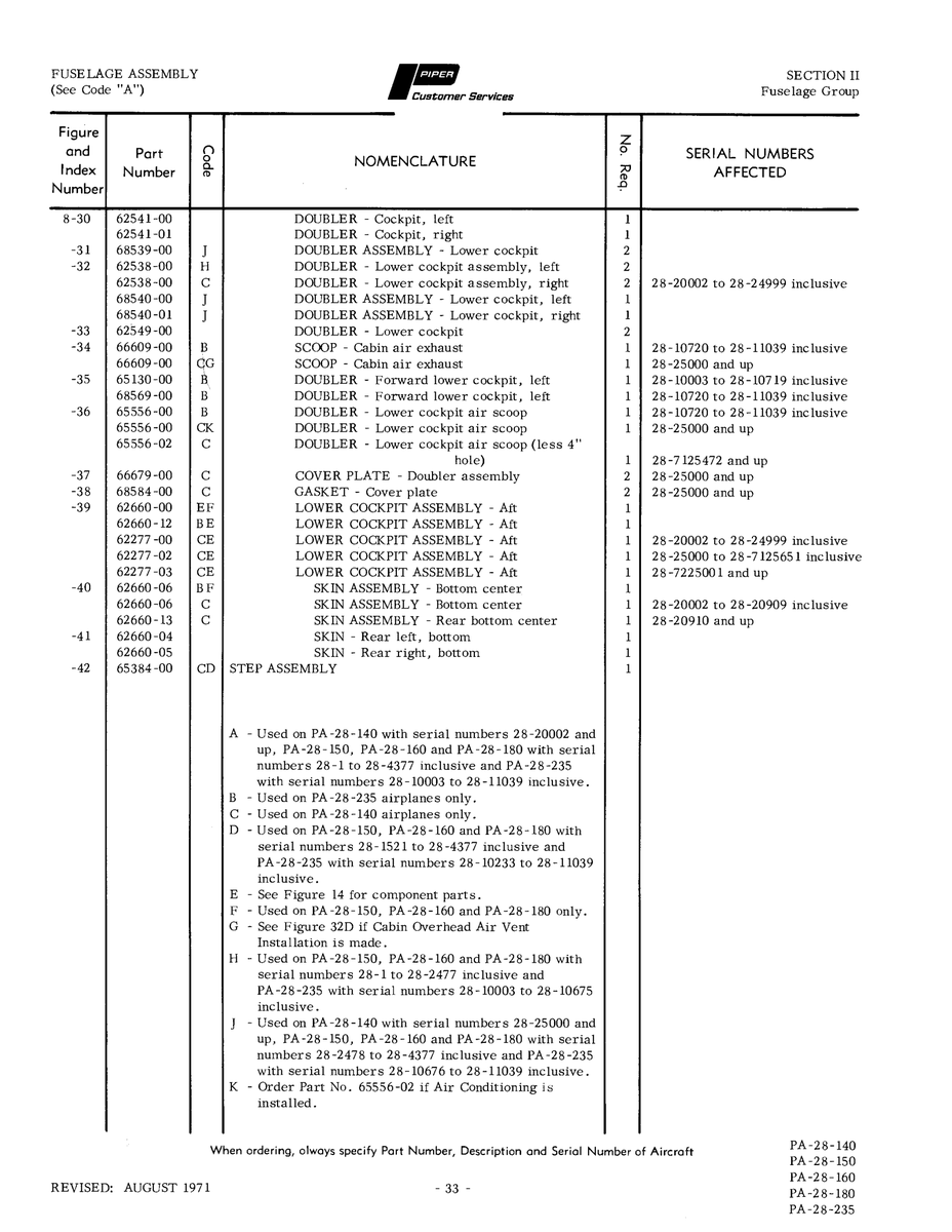 Aviation Part 68584 for Piper PA-28 Cherokee Aircraft