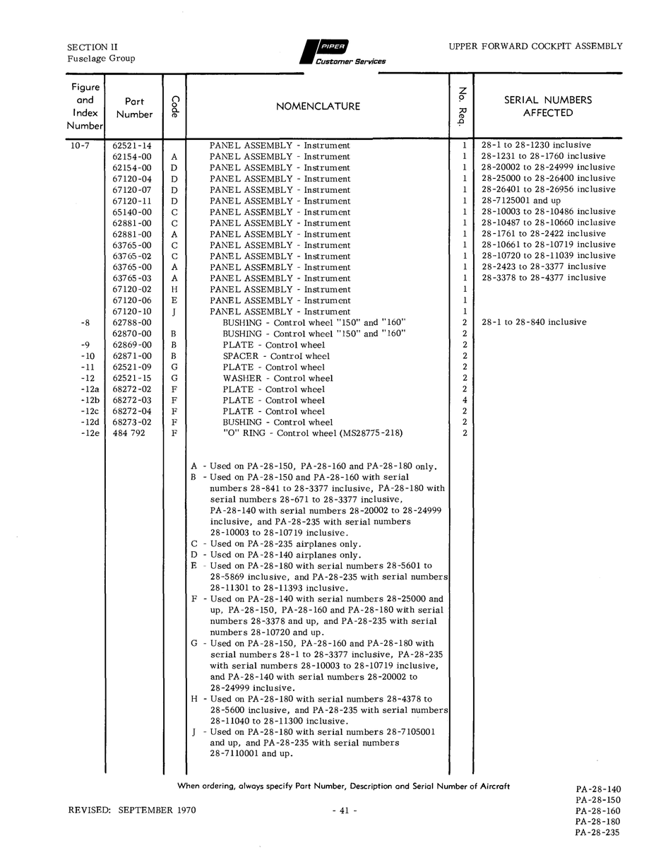 Aviation Part 68272 for Piper PA-28 Cherokee Aircraft