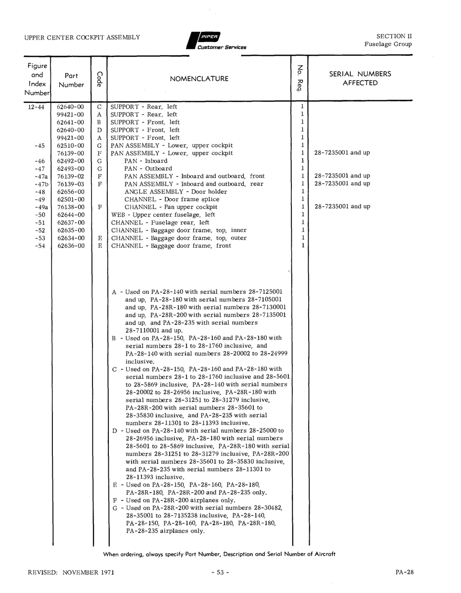 Aviation Part 76139-02 for Piper PA-28 Cherokee Aircraft