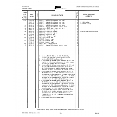Aviation Part 67292-00 for Piper PA-28 Cherokee Aircraft