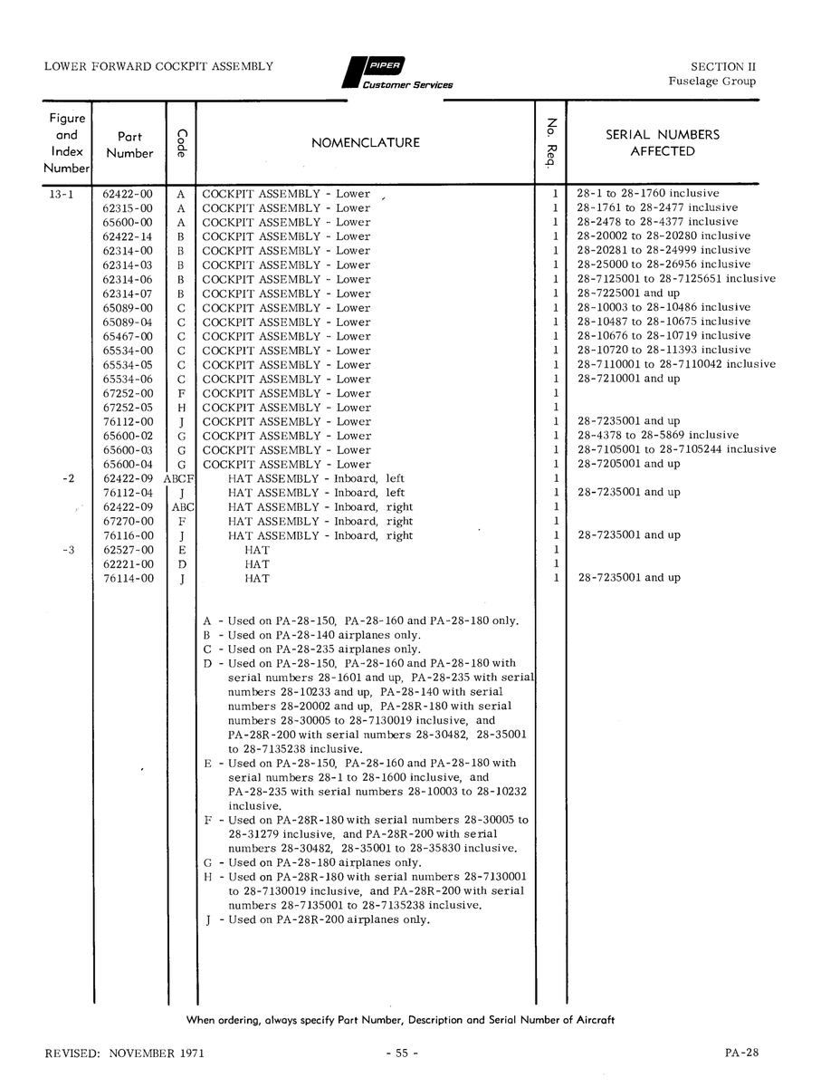 Aviation Part 67270-00 for Piper PA-28 Cherokee Aircraft
