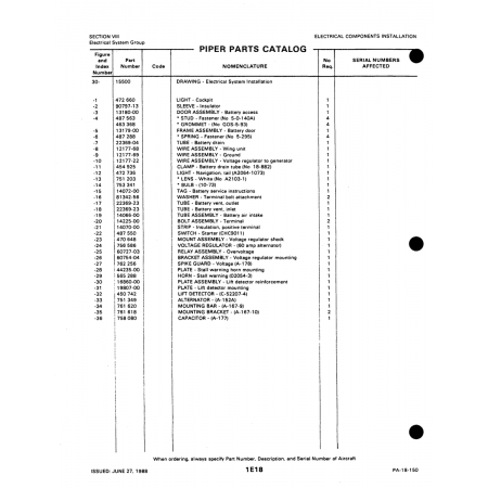 A2064-1073 — Light - Navigation, tail for Piper PA-18-150