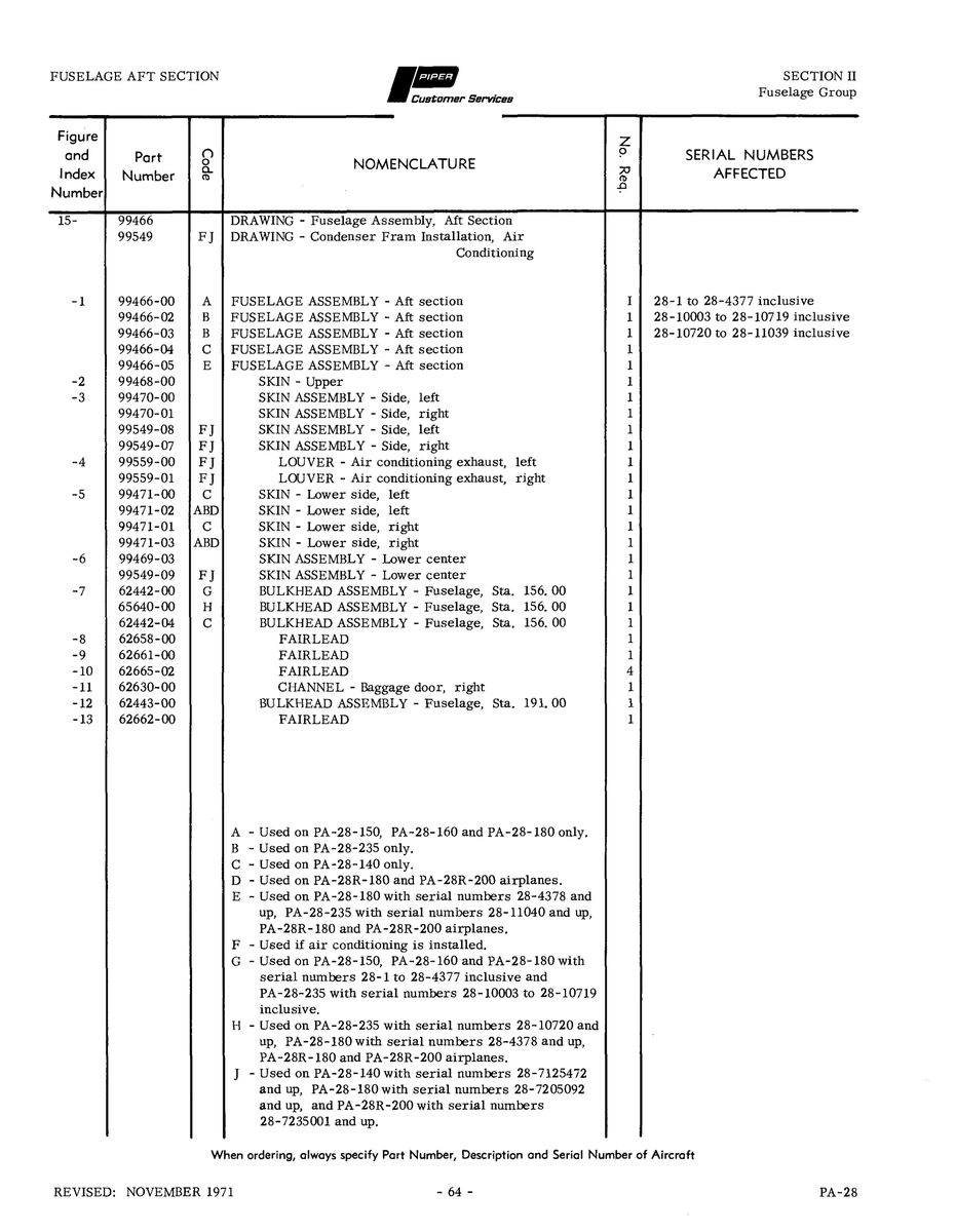 Aviation Part 99468-00 for Piper PA-28 Cherokee Aircraft
