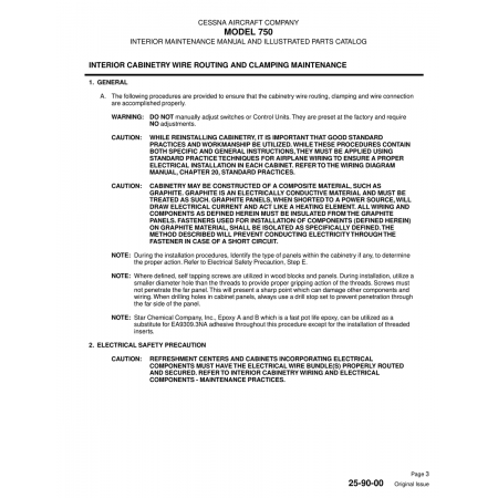 Original Issue (25-90-00) — Cessna 750 Original Issue (25-90-00) — Cessna 750
