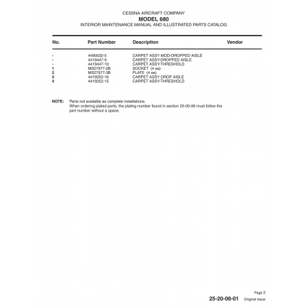 Aviation Part (4419447-10) — Cessna 680 Aviation Part (4419447-10) — Cessna 680