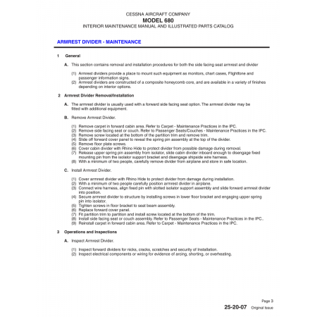 Original Issue (25-20-07) — Cessna 680 Original Issue (25-20-07) — Cessna 680