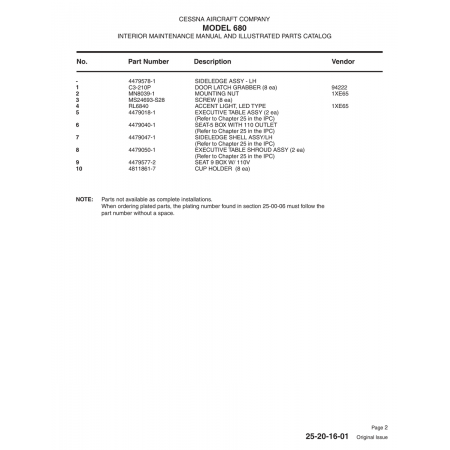 Aviation Part (4479040-1) — Cessna 680 Aviation Part (4479040-1) — Cessna 680