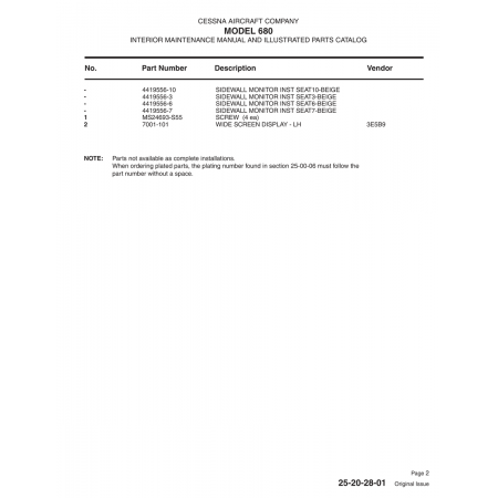 Aviation Part (4419556-10) — Cessna 680 Aviation Part (4419556-10) — Cessna 680