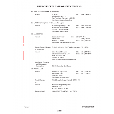 Master Service Manual (F1100) — Piper PA-28-161 Master Service Manual (F1100) — Piper PA-28-161