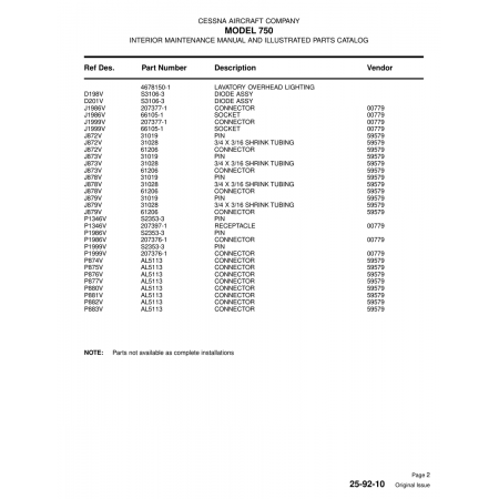 Aviation Part (P876V) — Cessna 750 Aviation Part (P876V) — Cessna 750
