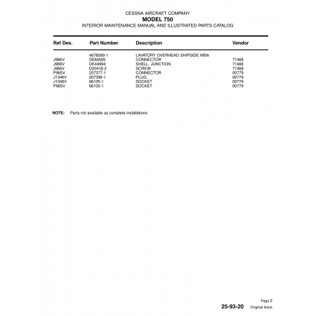 Aviation Part (207396-1) — Cessna 750