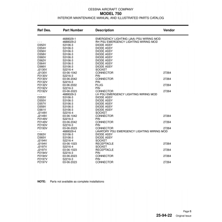 Aviation Part (P2194V) — Cessna 750