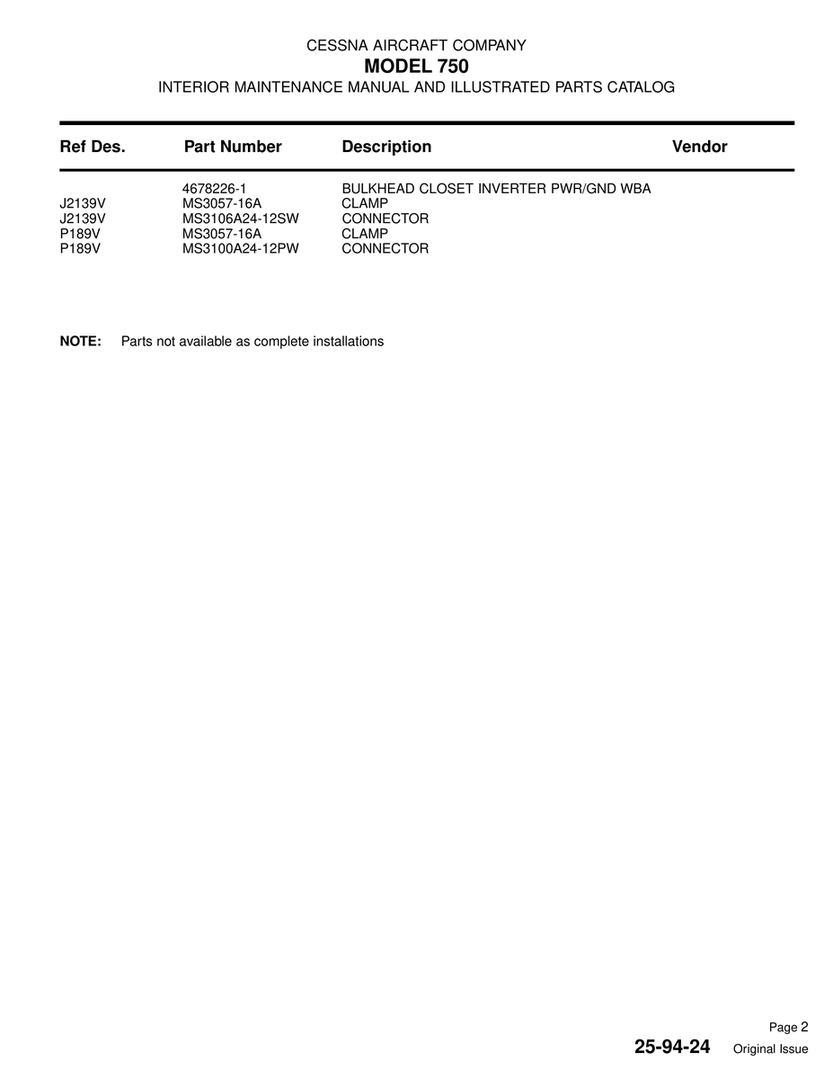 Military-Standard Aviation Hardware MS3100A24-12PW for Cessna 750 Aircraft