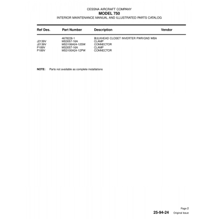 Military-Standard Aircraft Part (MS3100A24-12PW) — Cessna 750