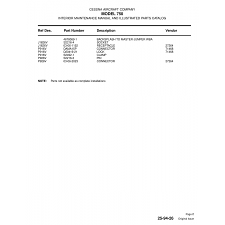 Aviation Part (P926V) — Cessna 750 Aviation Part (P926V) — Cessna 750