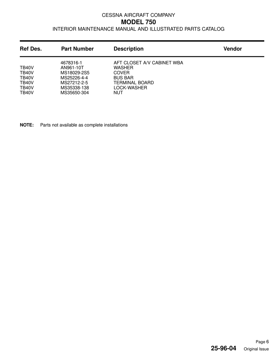 Military-Standard Aviation Hardware MS27212-2-5 for Cessna 750 Aircraft