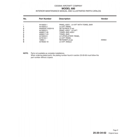 Aviation Part (4699017-23) — Cessna 680 Aviation Part (4699017-23) — Cessna 680