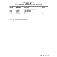 Aviation Part D257V for Cessna 750 Aircraft