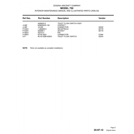 Aviation Part (P1032V) — Cessna 750
