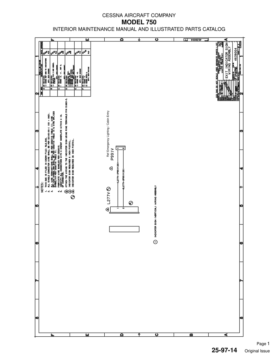 Original Issue 25-97-14 for Cessna 750 Aircraft