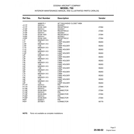 Aviation Part (P120F) — Cessna 750 Aviation Part (P120F) — Cessna 750